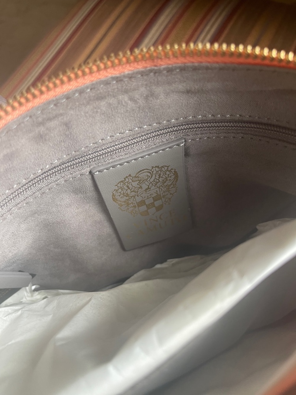 NEW VINCE CAMUTO WOVEN LEATHER CROSSBODY TOP ZIP w CHAIN ADYNA MELON w DUST BAG - Picture 12 of 16